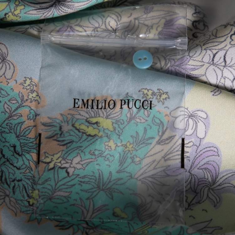 Pre Owned Emilio Pucci Multicolor Floral Printed Silk Top M