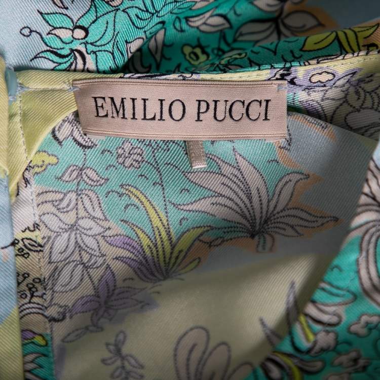 Pre Owned Emilio Pucci Multicolor Floral Printed Silk Top M