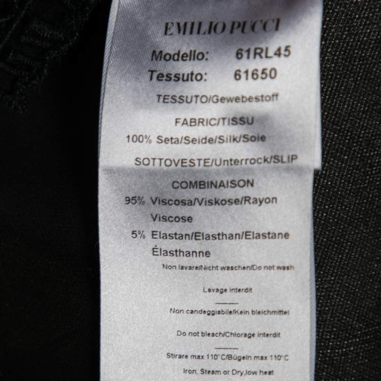 Pre Owned Emilio Pucci Black Tourist Applique Embroidered Silk Organza Dress M