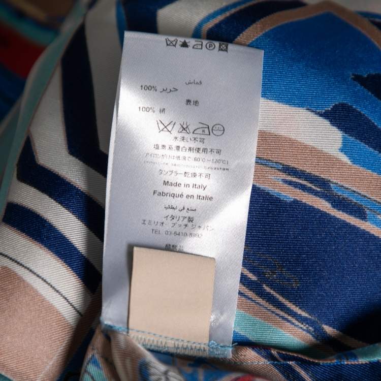 Pre Owned Emilio Pucci Multicolor Cityscape Print Silk Shirt M