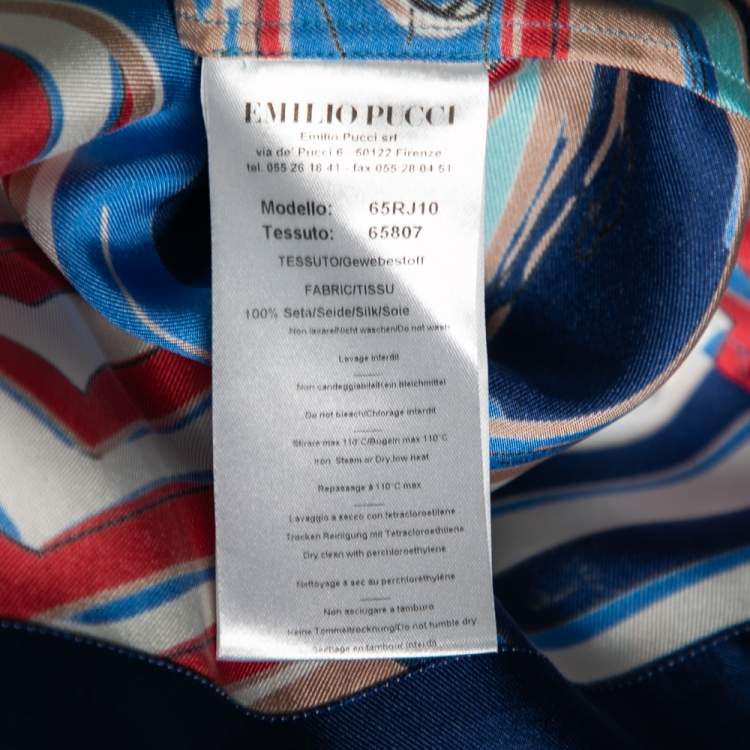 Pre Owned Emilio Pucci Multicolor Cityscape Print Silk Shirt M