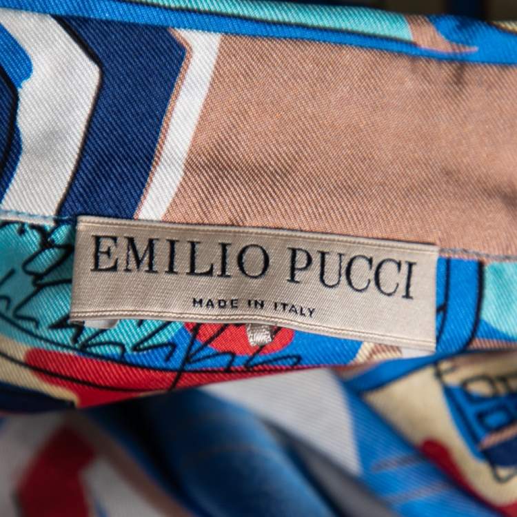 Pre Owned Emilio Pucci Multicolor Cityscape Print Silk Shirt M