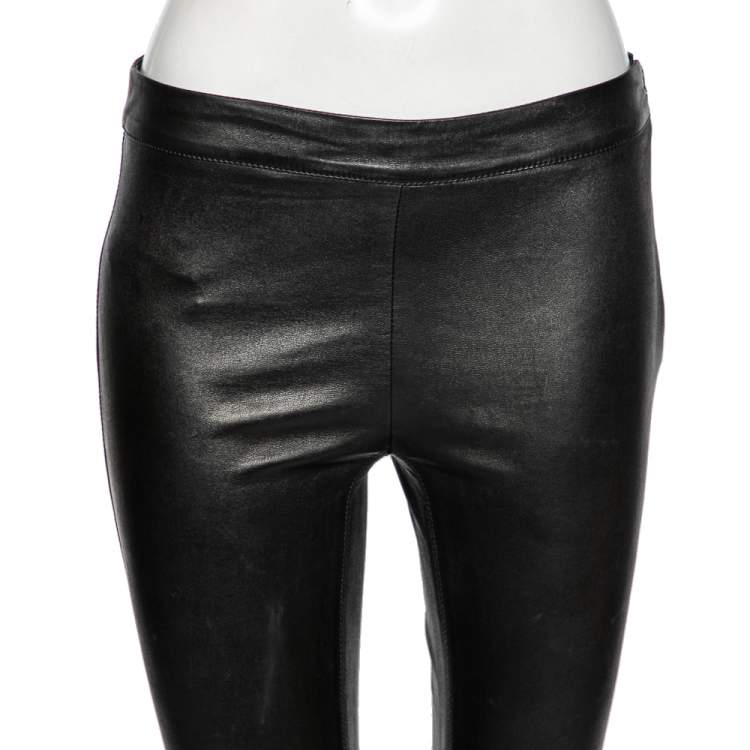 مملوكة مسبقًا Emilio Pucci Black Leather Fitted Pants M