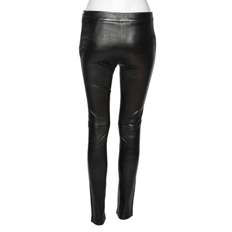 مملوكة مسبقًا Emilio Pucci Black Leather Fitted Pants M