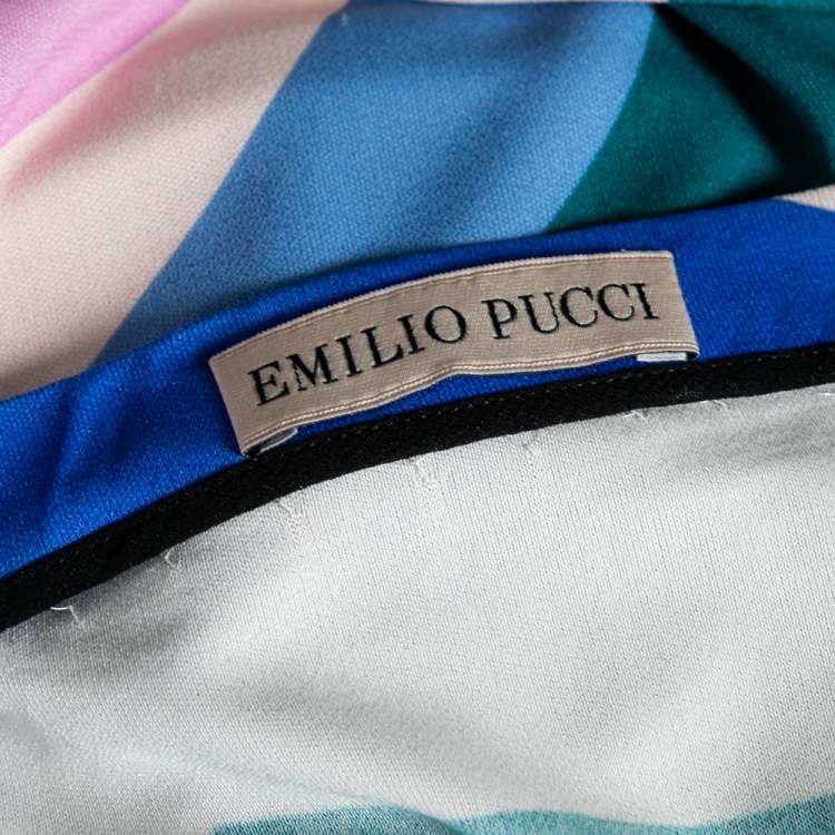 Pre Owned Emilio Pucci Multicolor Abstract Print Stretch Knit Top M
