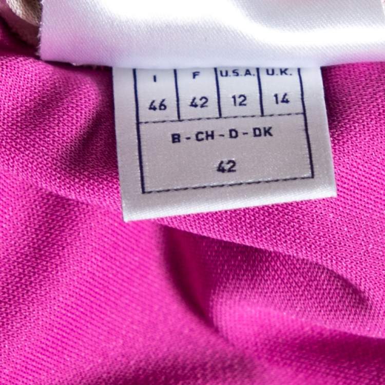 Pre Owned Emilio Pucci Pink Floral Lady Print Stretch Knit Blouse L