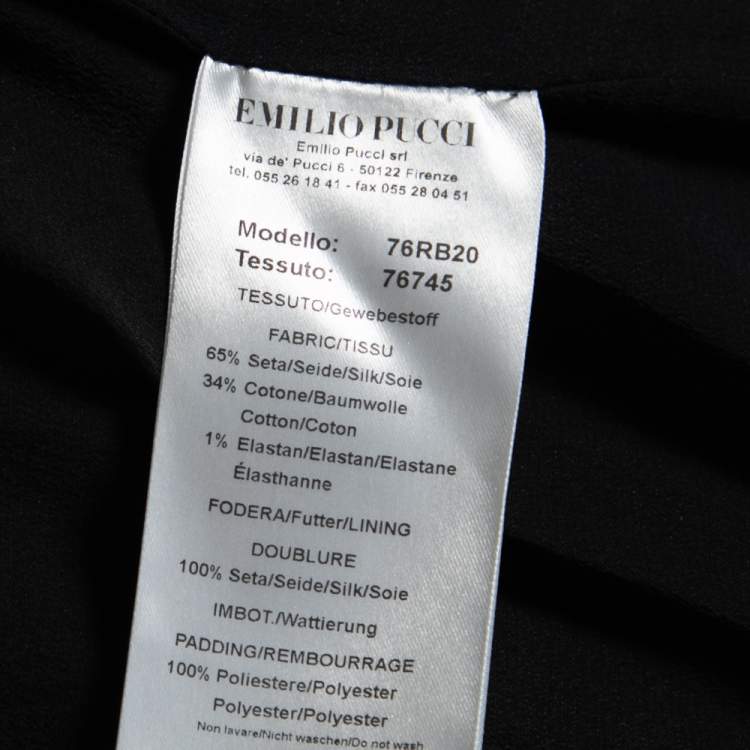Pre Owned Emilio Pucci Multicolor Printed Silk & Cotton Hook Front Jacket M