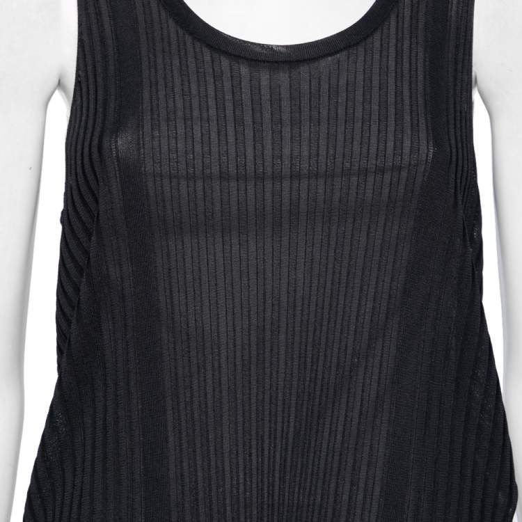Pre Owned Emilio Pucci Black Rib Knit Tank Top L