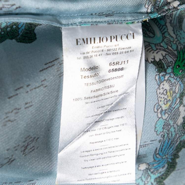 Pre Owned Emilio Pucci Blue Printed Silk Shirt M