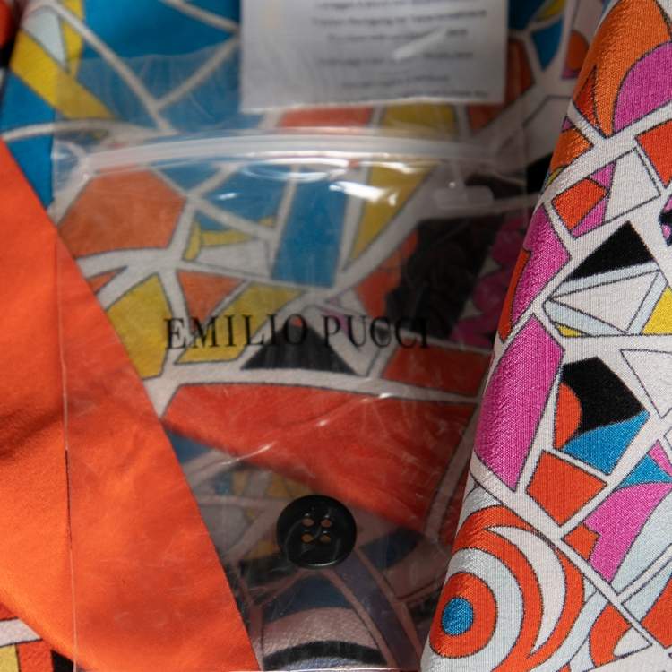 Pre Owned Emilio Pucci Multicolor Mosaic Print Silk Sleeveless Top M