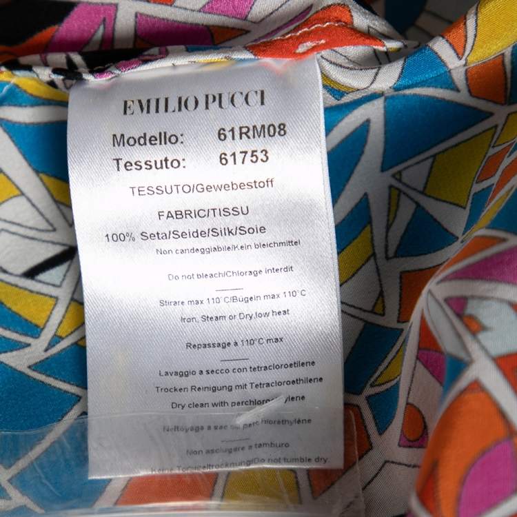 Pre Owned Emilio Pucci Multicolor Mosaic Print Silk Sleeveless Top M