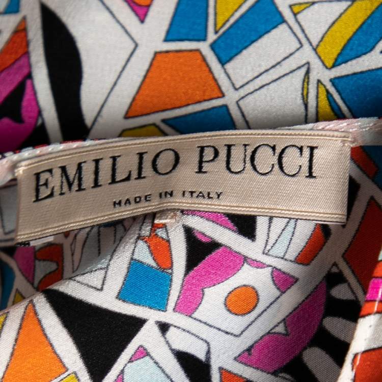 Pre Owned Emilio Pucci Multicolor Mosaic Print Silk Sleeveless Top M