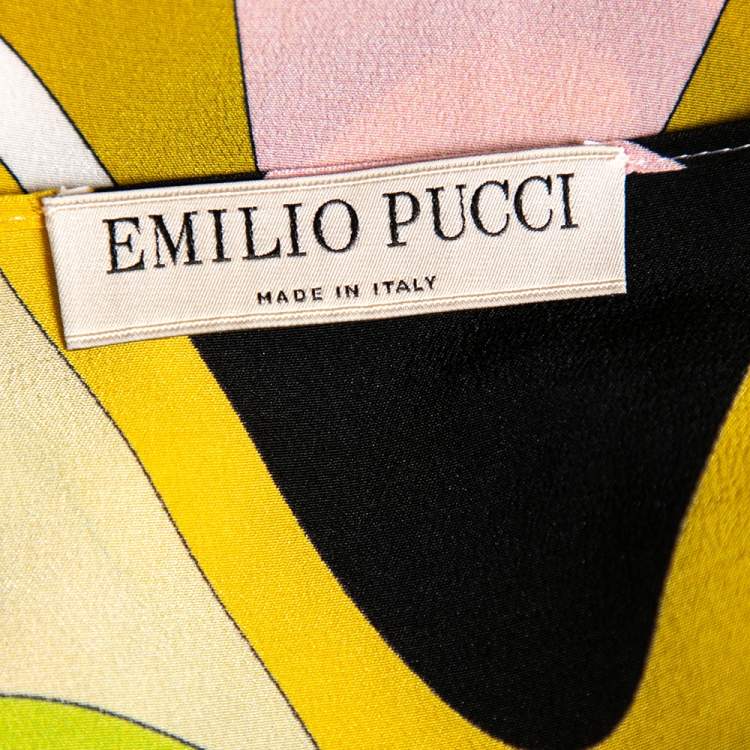 Pre Owned Emilio Pucci Pink Wave Printed Silk Kaftan Blouse M