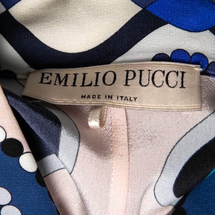 Pre Owned Emilio Pucci Multicolor Pattern Printed Silk Kimono Sleeves Shirt M