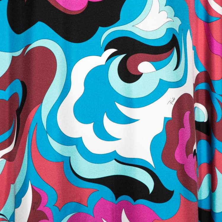 Pre Owned Emilio Pucci Multicolor Printed Silk Kaftan Dress One Size