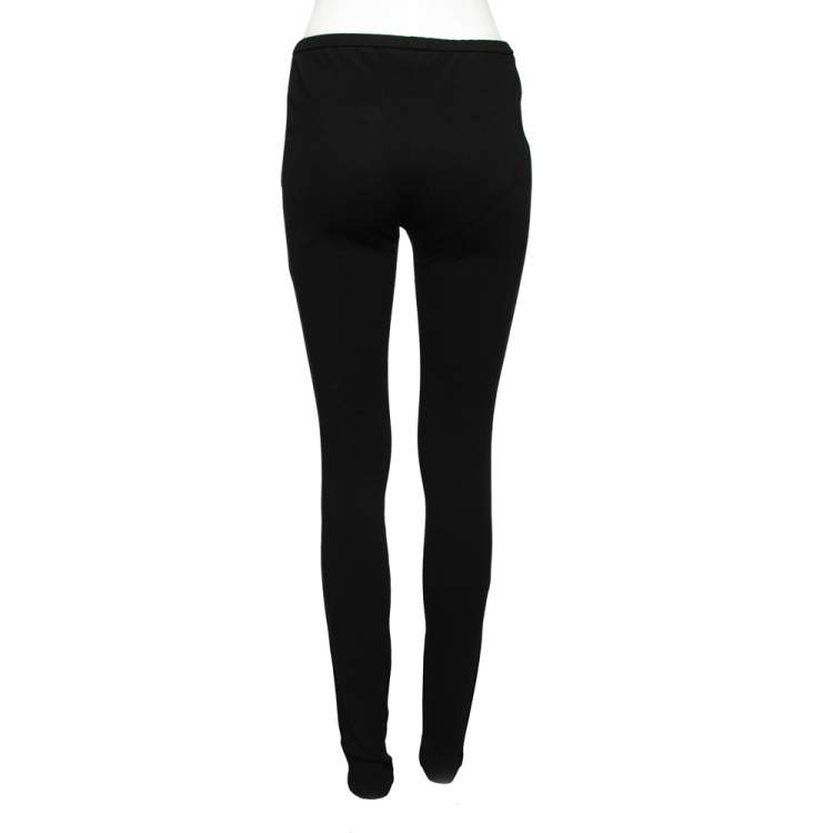 Pre Owned Emilio Pucci Black Knit Front Zip Legging M