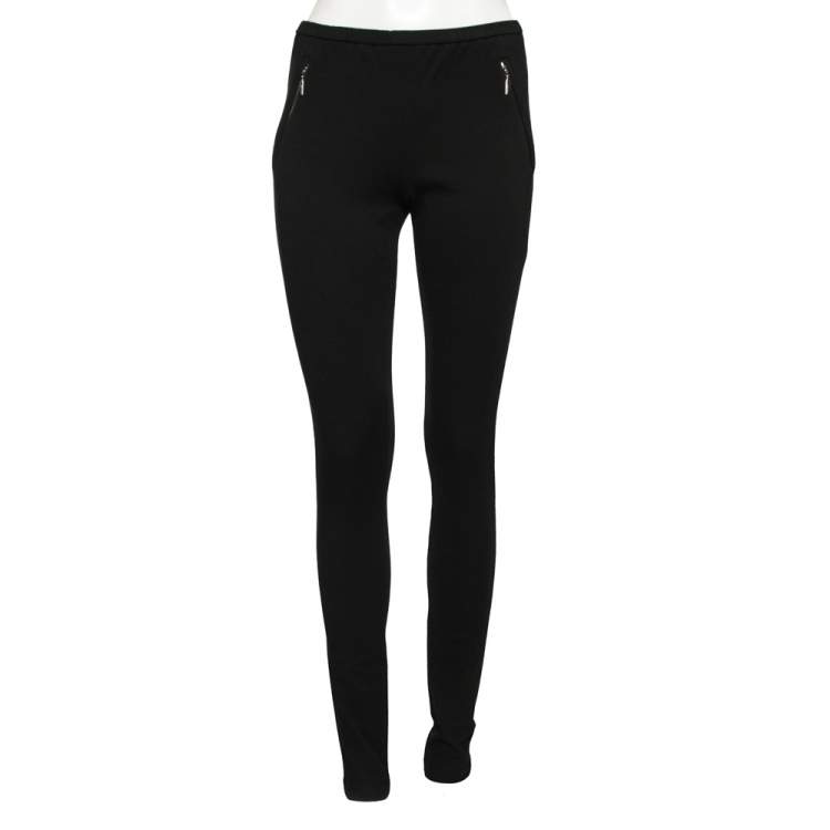 Pre Owned Emilio Pucci Black Knit Front Zip Legging M