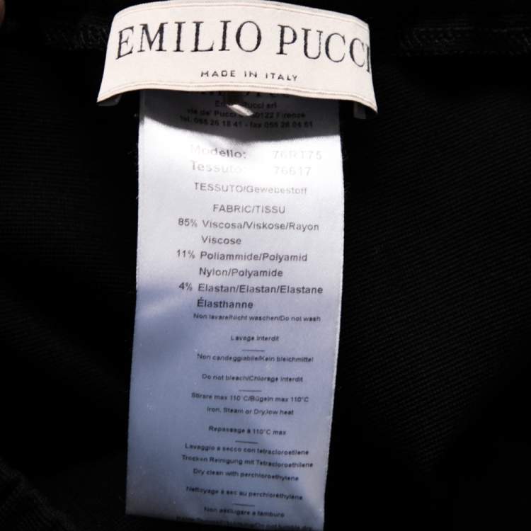 Pre Owned Emilio Pucci Black Knit Front Zip Legging M