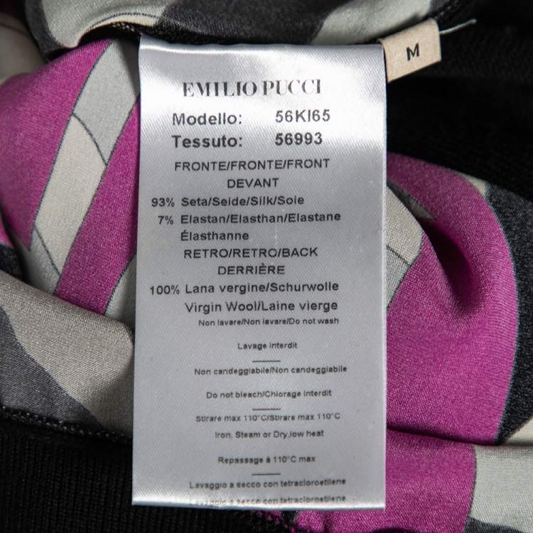 Pre Owned Emilio Pucci Multicolor Printed Silk & Wool Paneled Dress M