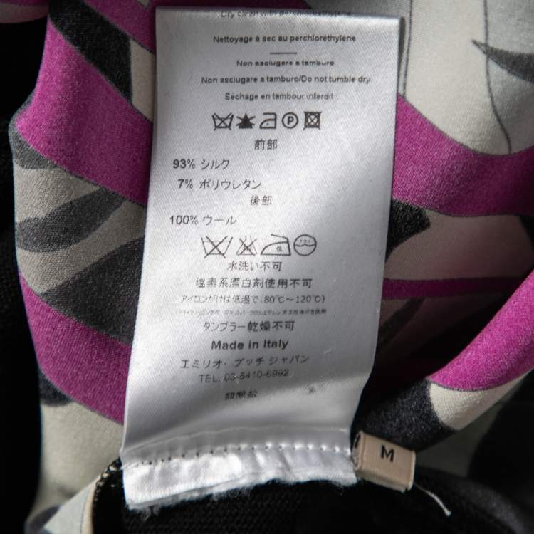 Pre Owned Emilio Pucci Multicolor Printed Silk & Wool Paneled Dress M