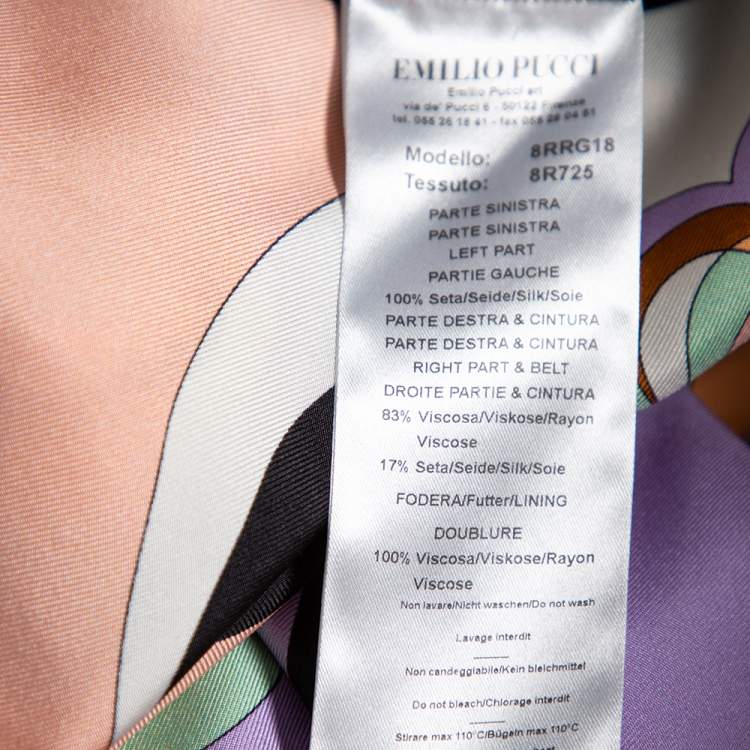 Pre Owned Emilio Pucci Multicolored Printed Silk Overlay Paneled Asymmetric Dress M