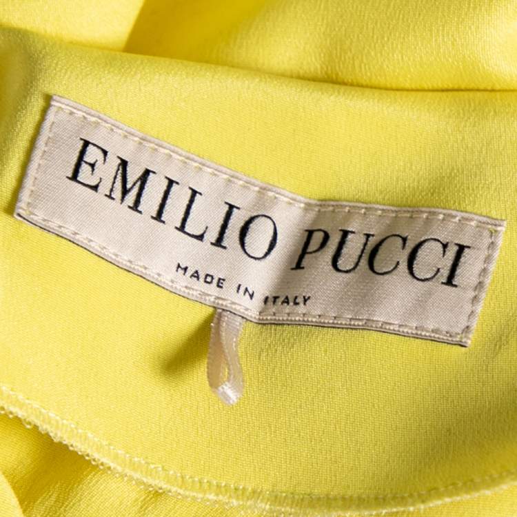 Pre Owned Emilio Pucci Yellow Silk Bead Embellished Cut Out Detail Kaftan Maxi Dress S