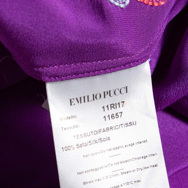 Pre Owned Emilio Pucci Purple Silk Embroidered Embellished Kaftan Dress S