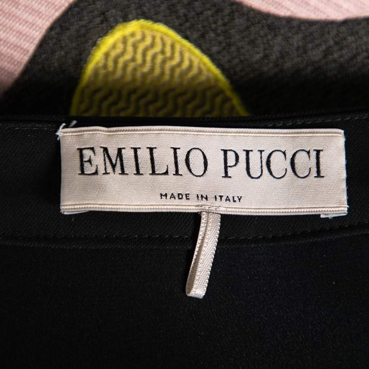 Pre Owned Emilio Pucci Pink & Green Wave Jacquard Short Skirt M 