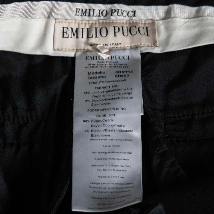 مملوكة مسبقًا Emilio Pucci Black Wool Flared Leg Trousers M