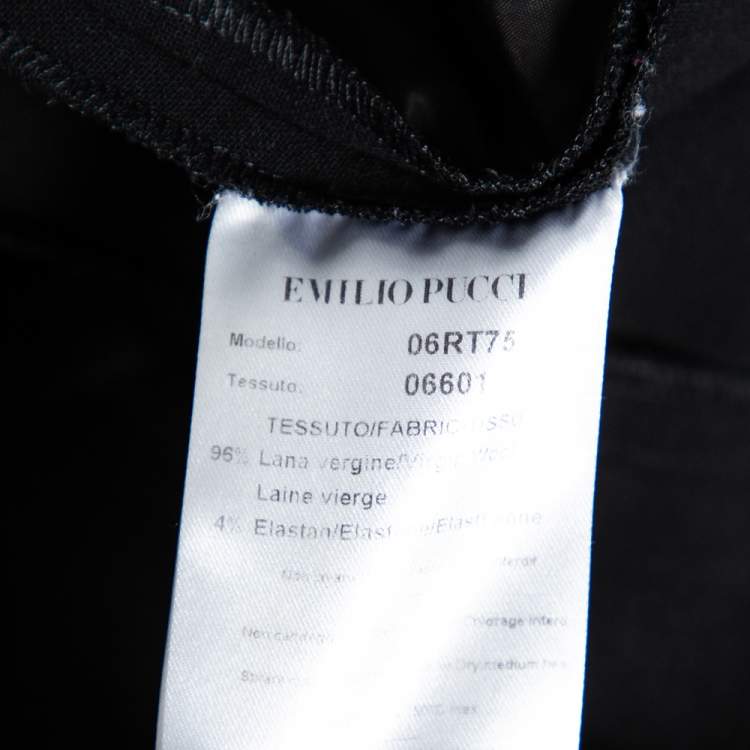Pre Owned Emilio Pucci Black Wool tapered Leg Pants M