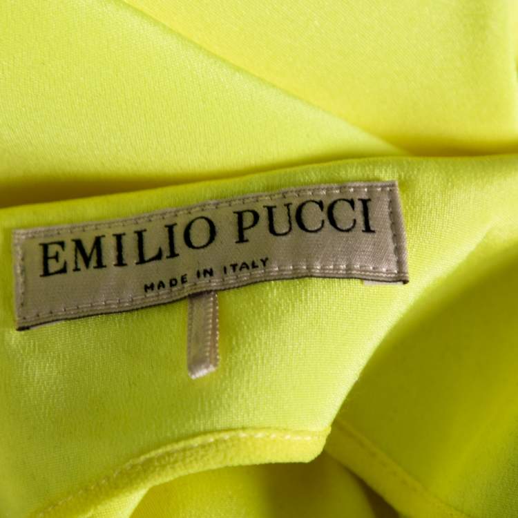 Pre Owned Emilio Pucci Yellow Silk Bead Embellished Kaftan Dress M 