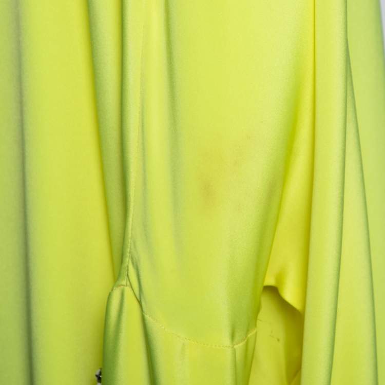 Pre Owned Emilio Pucci Yellow Silk Bead Embellished Kaftan Dress M 
