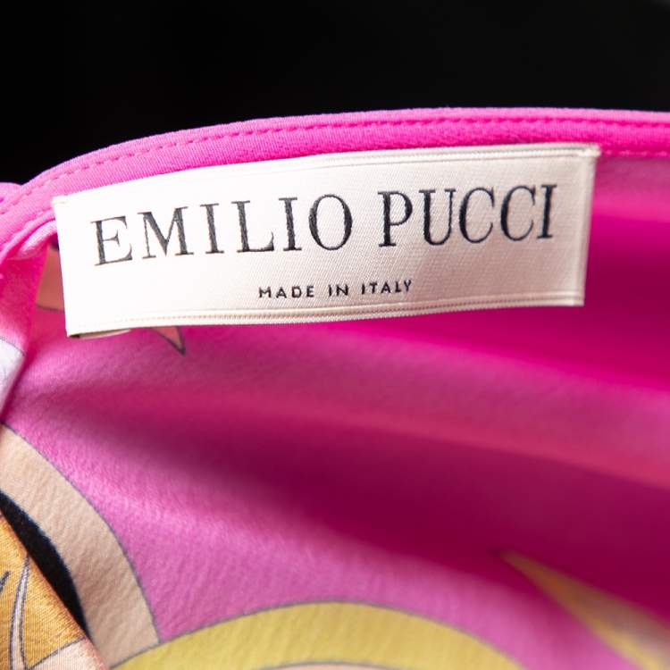 Pre Owned Emilio Pucci Multicolor Printed Silk Elastic Waist Detail Maxi Dress S