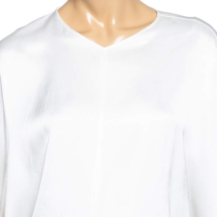 Pre Owned Emilio Pucci White Sateen Tie back Detail Kaftan Top S