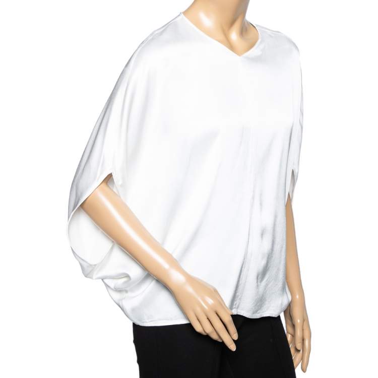 Pre Owned Emilio Pucci White Sateen Tie back Detail Kaftan Top S