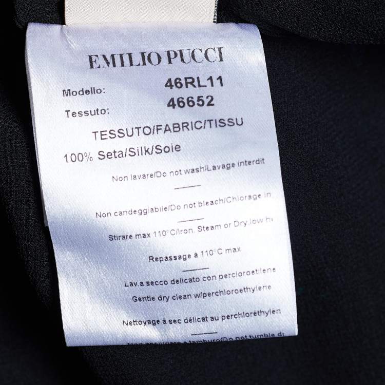 Pre Owned Emilio Pucci Metallic Sequin & Bead Embellished Silk Button Front Shirt Dress L