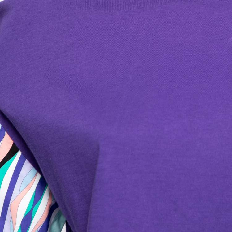 Pre Owned Emilio Pucci Purple Cotton Cut-Out Sleeve Detail T-Shirt S
