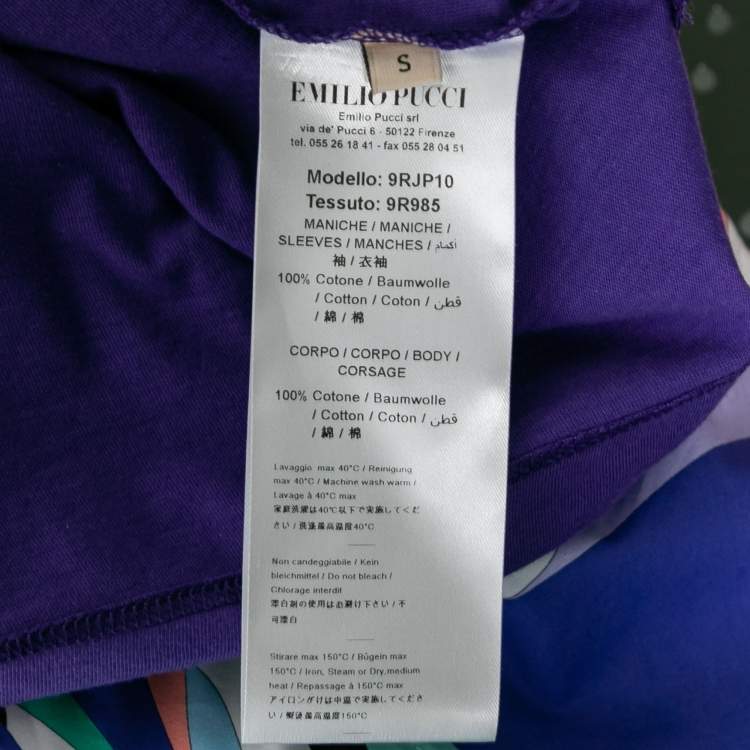 Pre Owned Emilio Pucci Purple Cotton Cut-Out Sleeve Detail T-Shirt S