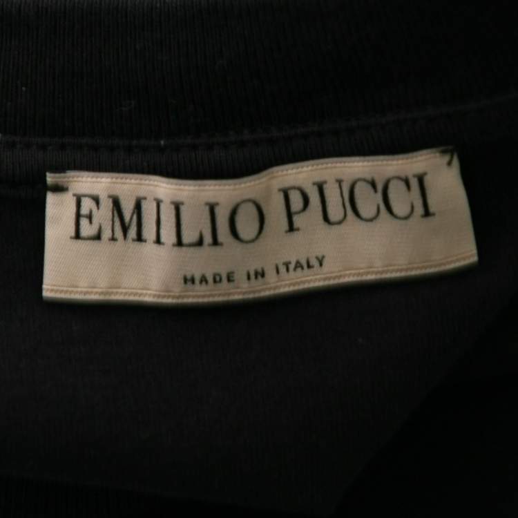 مملوكة مسبقًا Emilio Pucci Black Cotton & Silk Short Sleeve T-Shirt Dress L