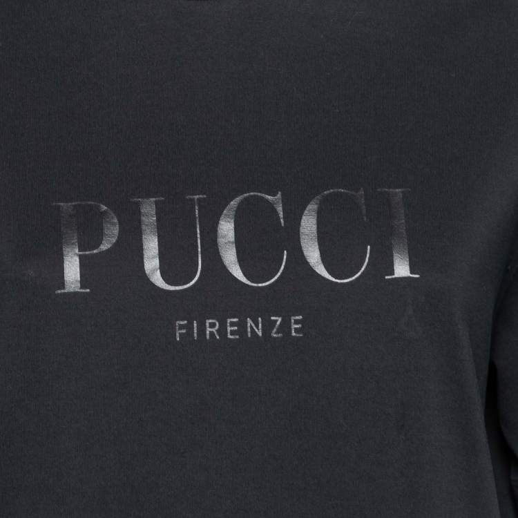 مملوكة مسبقًا Emilio Pucci Black Cotton & Silk Short Sleeve T-Shirt Dress L