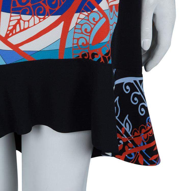 Pre Owned Emilio Pucci Multicolor Printed Crepe Sleeveless Shift Dress M