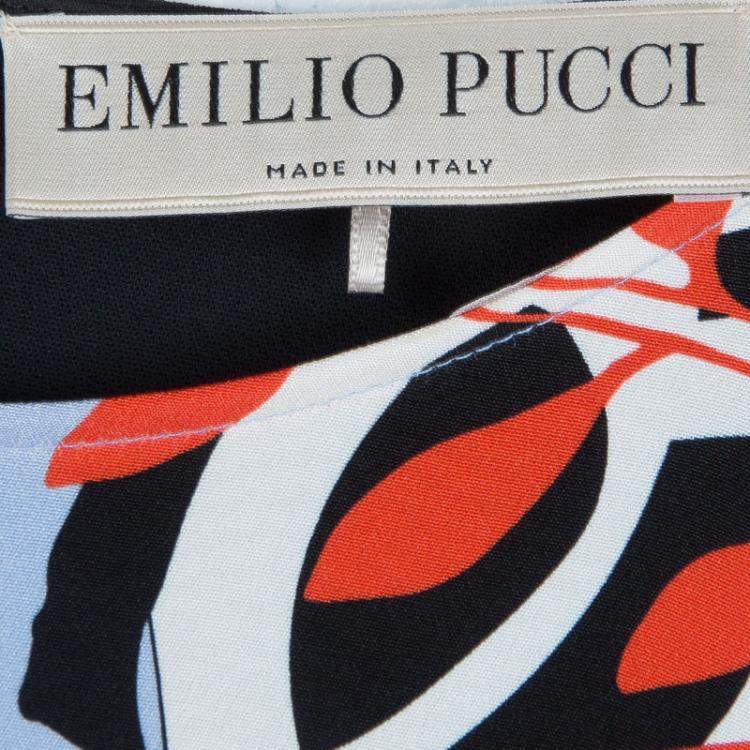Pre Owned Emilio Pucci Multicolor Printed Crepe Sleeveless Shift Dress M