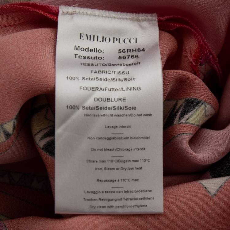 Pre Owned Emilio Pucci Multicolor Printed Silk Long Sleeve Maxi Dress M