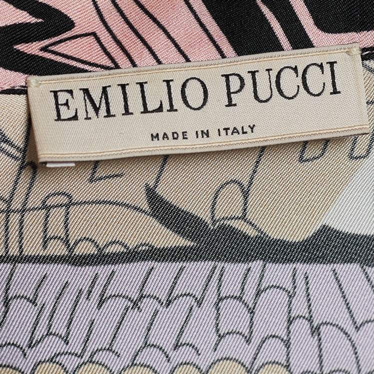 Pre Owned Emilio Pucci Pale Pink Battistero Print Silk Palazzo Trousers & Shirt Set M