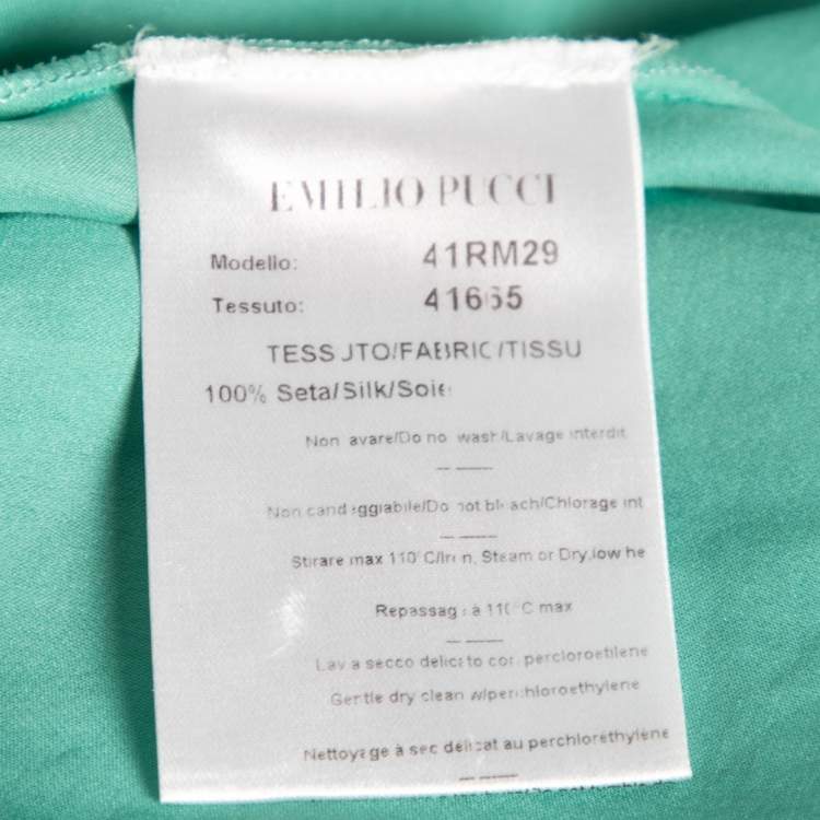 Pre Owned Emilio Pucci Green Silk Sleeveless Top S