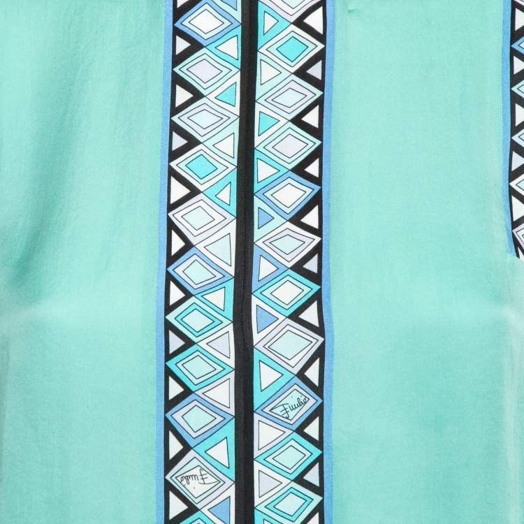 Pre Owned Emilio Pucci Green Silk Sleeveless Top S