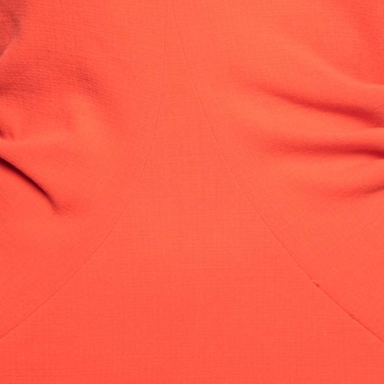 Pre Owned Emilio Pucci Coral Wool Gathered Detail Sleeveless Dress S