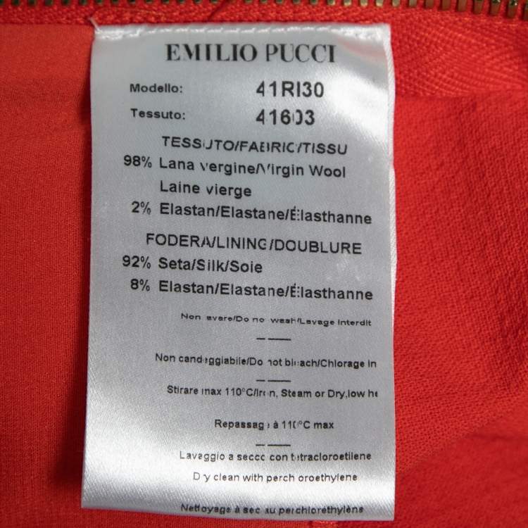 Pre Owned Emilio Pucci Coral Wool Gathered Detail Sleeveless Dress S