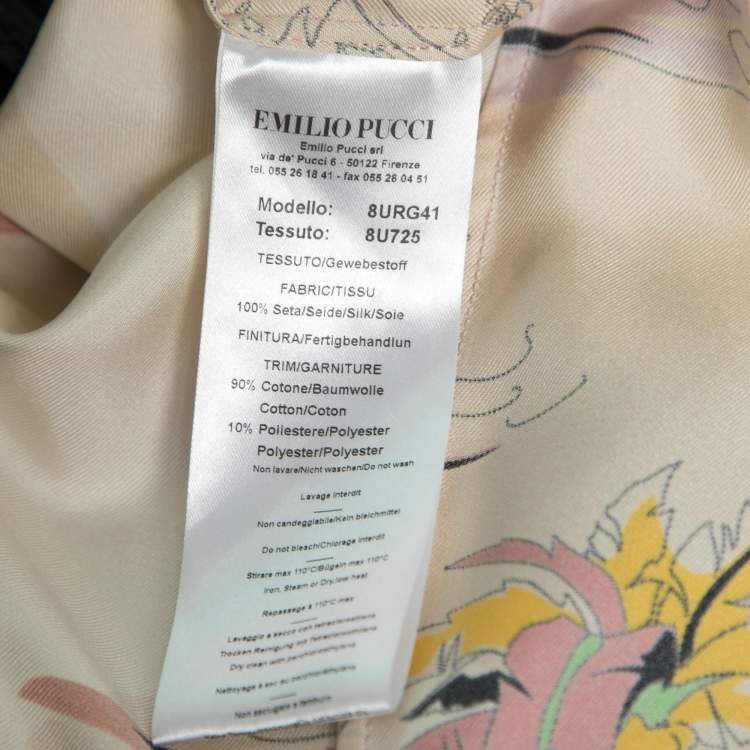 Pre Owned Emilio Pucci Multicolor Printed Silk Lace Trimmed Dress M