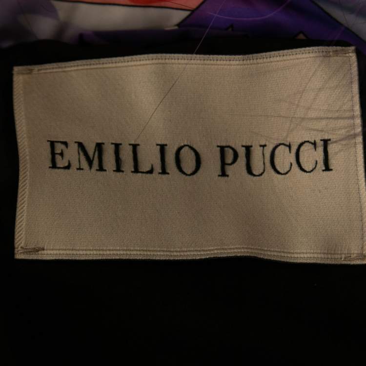 Pre Owned Emilio Pucci Multicolor Printed Synthetic and Fur Trimmed Belted Padded Jacket M